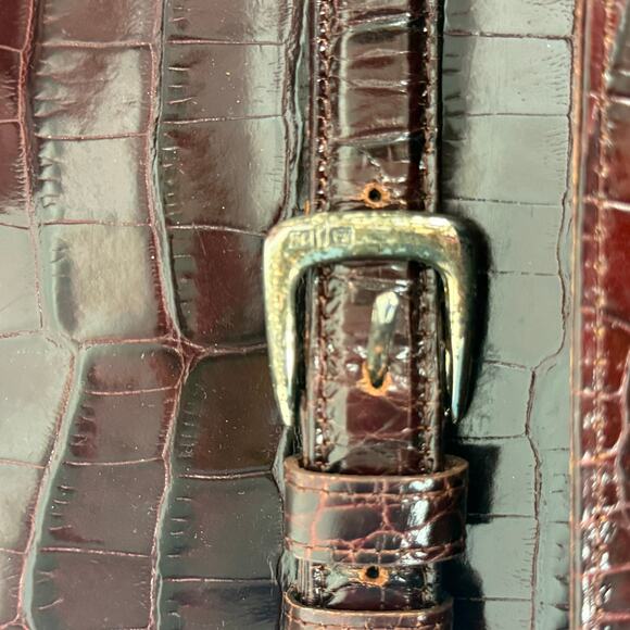 Vintage 80s Ralph Lauren Crocodile Embossed Leather Shoulder Handbag Crossbody - Picture 4 of 15